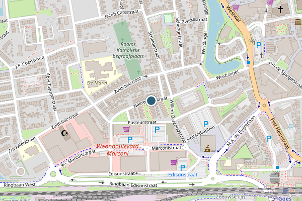 Politie-melding op Naereboutstraat, Goes op 25 juni, kaart-overzicht