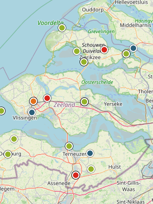 Kaart laatste meldingen P2000 Zeeland